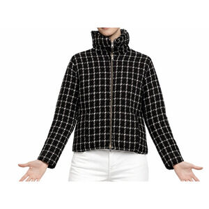 Jason Wu Quilted Zip Jacket XS Black White Stand Collar Pockets Style JW-462 NWT